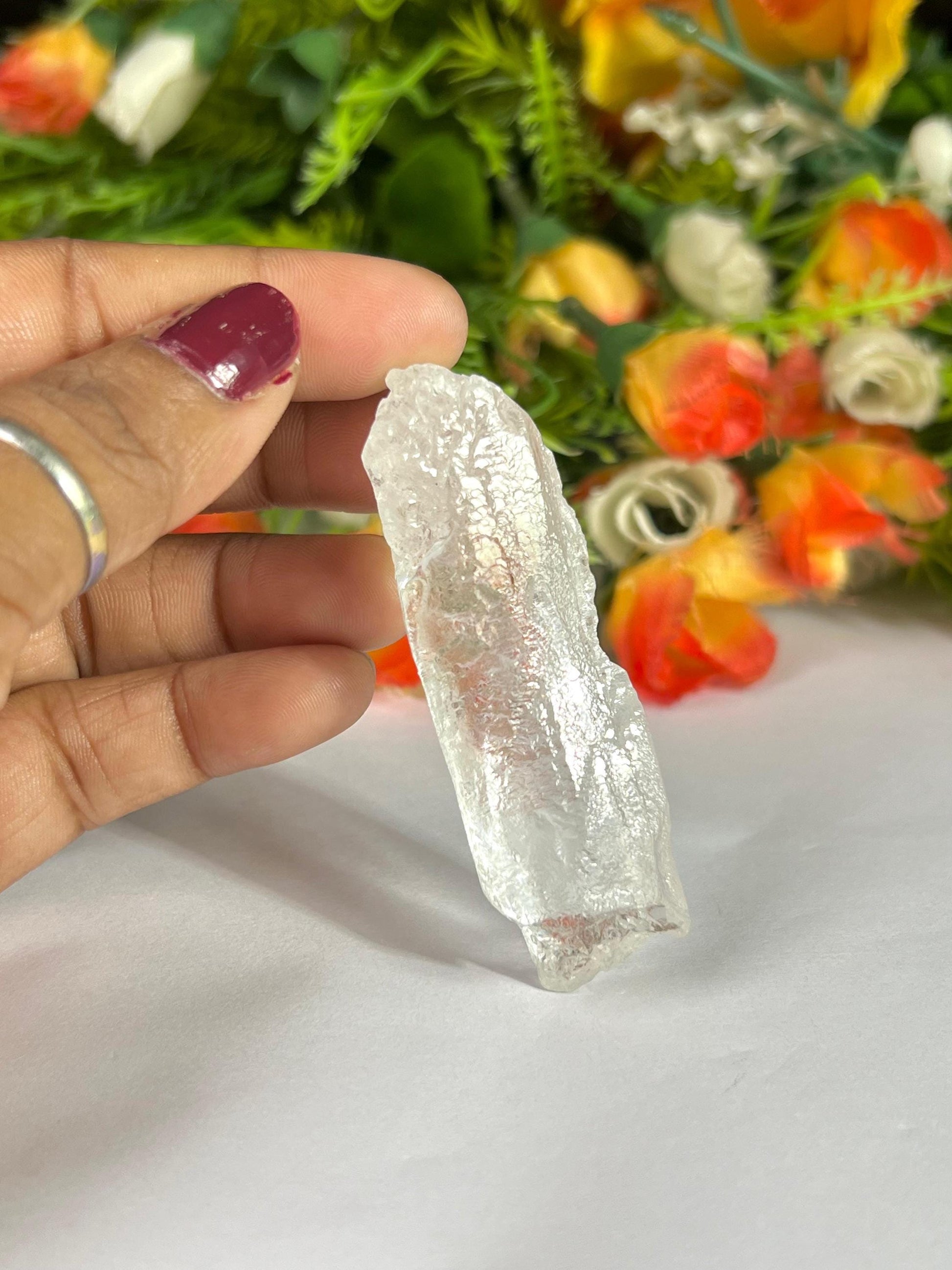 Premium Nirvana Quartz Crystal -Trigonic Quartz - Ice Quartz - Himalayan Quartz-Natural Rough Stone 37 Gram