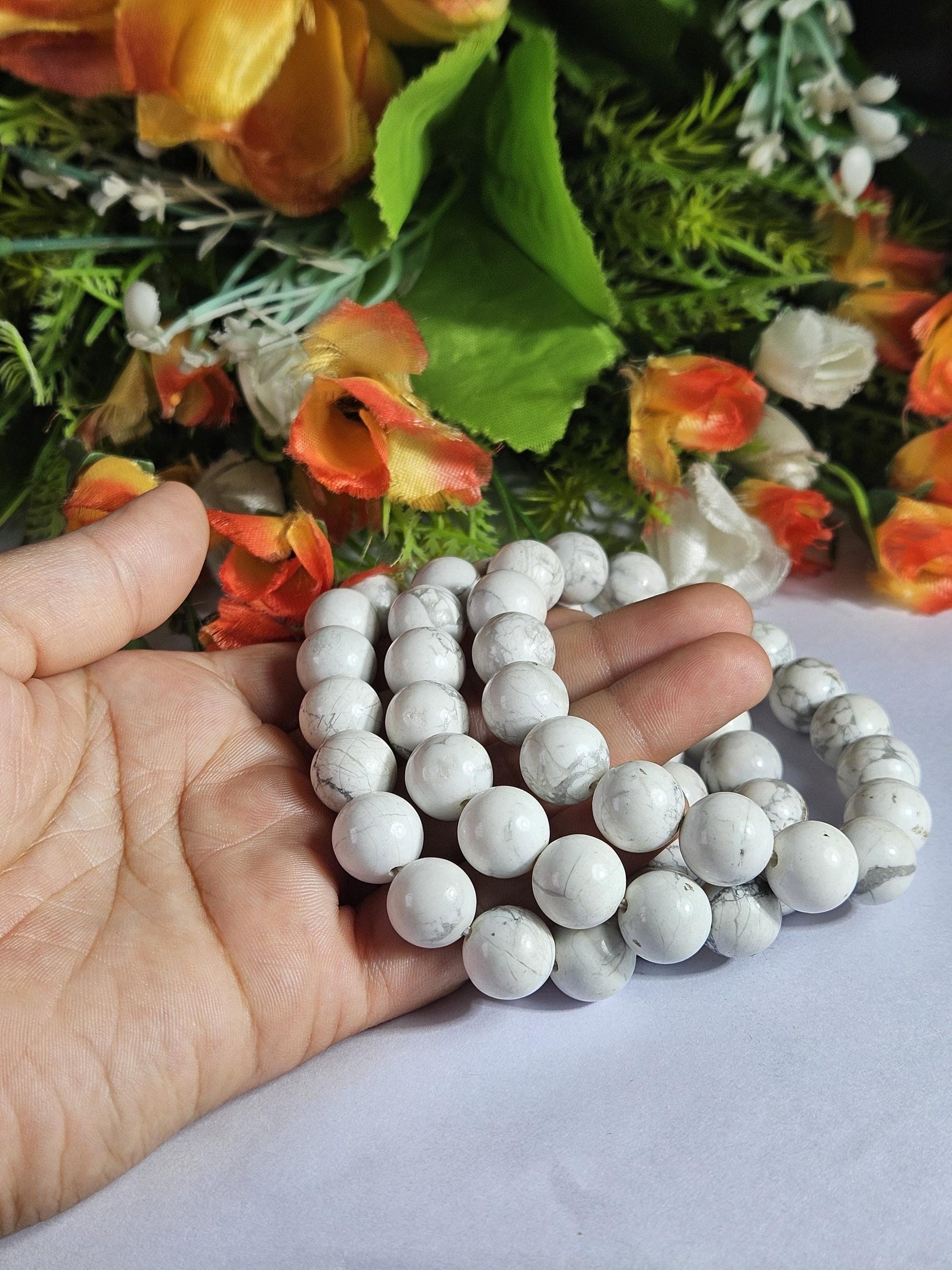 Men's 12 MM Howlite Stone Bracelet| Jewelry for Men