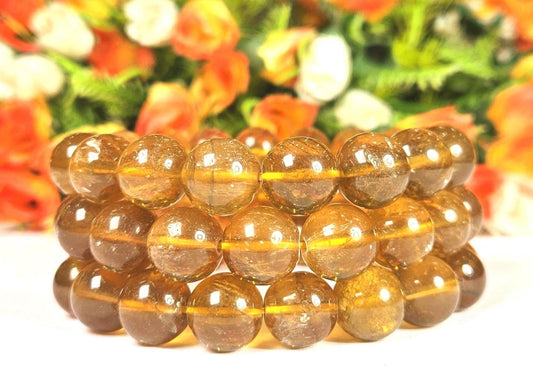 12 MM Yellow Fluorite Stone Bracelet l Stretchable Bracelet l Unisex Bracelet