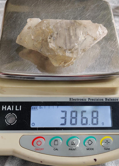 Herkimer Diamond Quartz Crystal Stone 386 Gram With Big Water Bubble Inside Moving and Rainbow Also