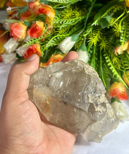 Herkimer Diamond Quartz Crystal Stone 386 Gram With Big Water Bubble Inside Moving and Rainbow Also