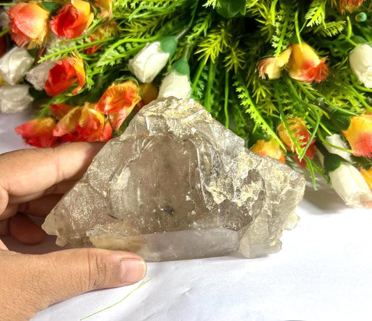 Herkimer Diamond Quartz Crystal Stone 386 Gram With Big Water Bubble Inside Moving and Rainbow Also