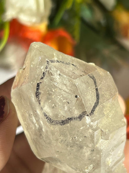 Herkimer Diamond Quartz Crystal Stone 75 Gram With Big Water Bubble Inside Moving and Rainbow Also