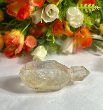 Herkimer Diamond Quartz Crystal Stone 57 Gram With Big Water Bubble Inside Moving and Rainbow Also