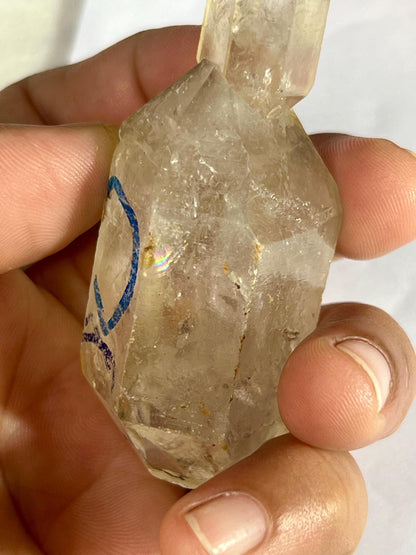 Herkimer Diamond Quartz Crystal Stone 57 Gram With Big Water Bubble Inside Moving and Rainbow Also