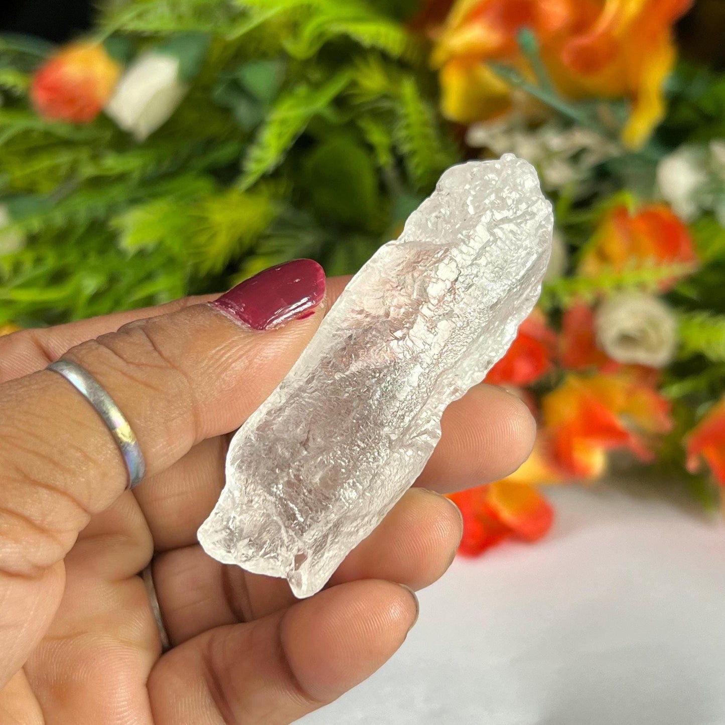 Premium Nirvana Quartz Crystal -Trigonic Quartz - Ice Quartz - Himalayan Quartz-Natural Rough Stone 37 Gram