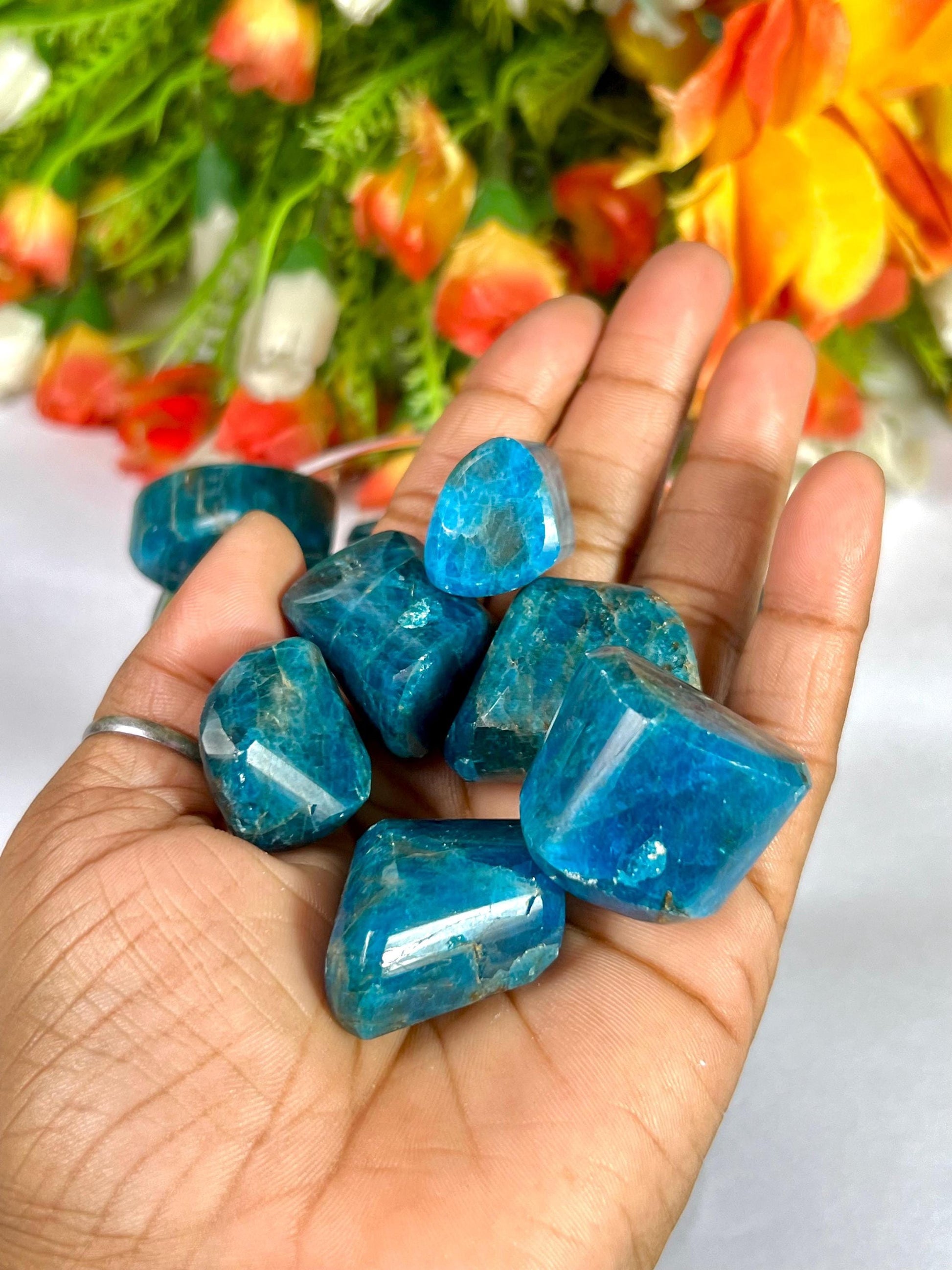 Blue Apatite Stone Tumbled Stone-Spiritual Stone- Healing Crystals in pack sizes of 1,3,5, and 10 Pieces Quality AAAAA +++++