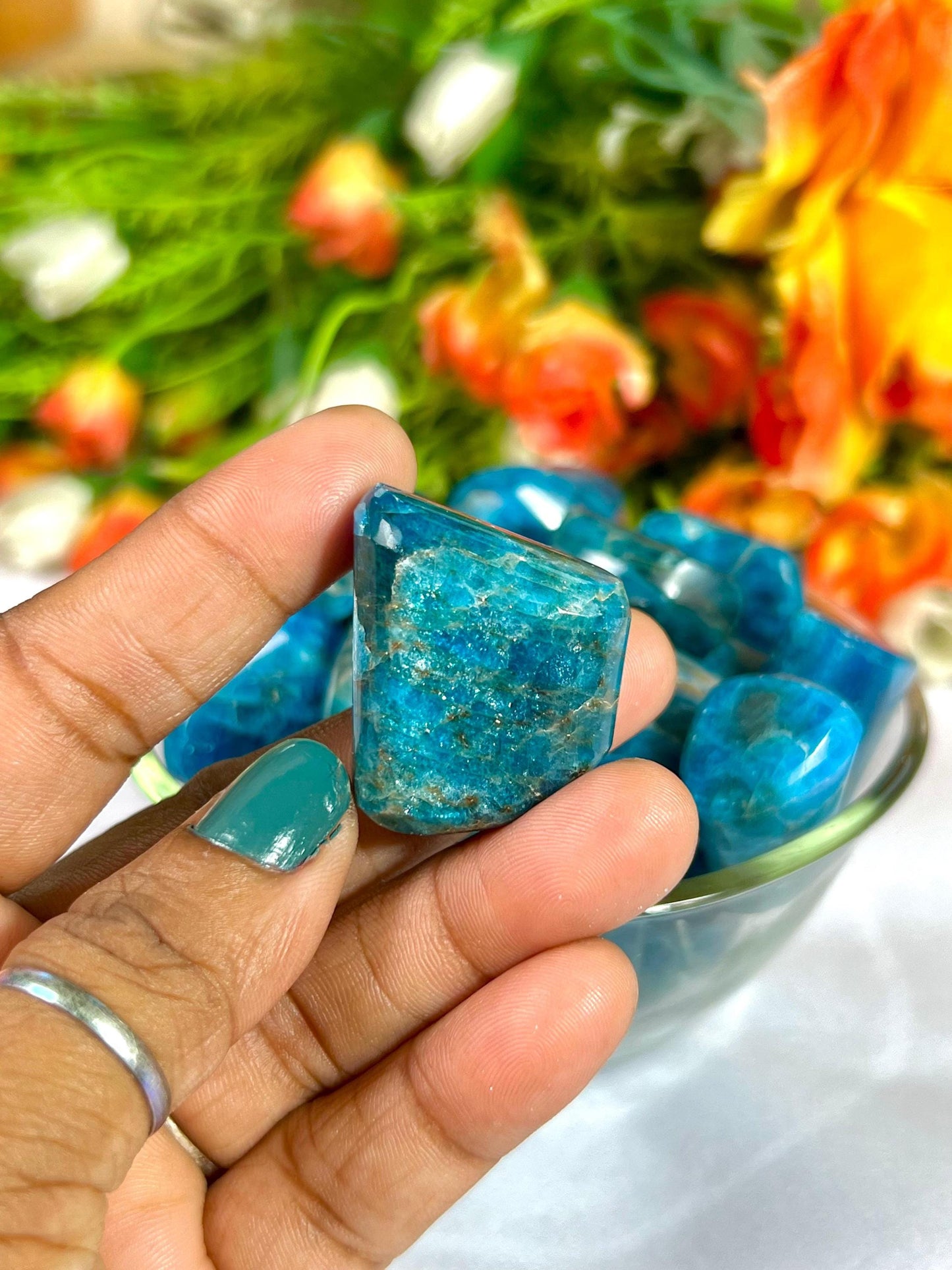 Blue Apatite Stone Tumbled Stone-Spiritual Stone- Healing Crystals in pack sizes of 1,3,5, and 10 Pieces Quality AAAAA +++++
