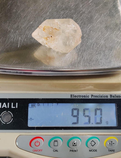 Herkimer Diamond Quartz Crystal Stone 95 Gram With Big Water Bubble Inside Moving and Rainbow Also