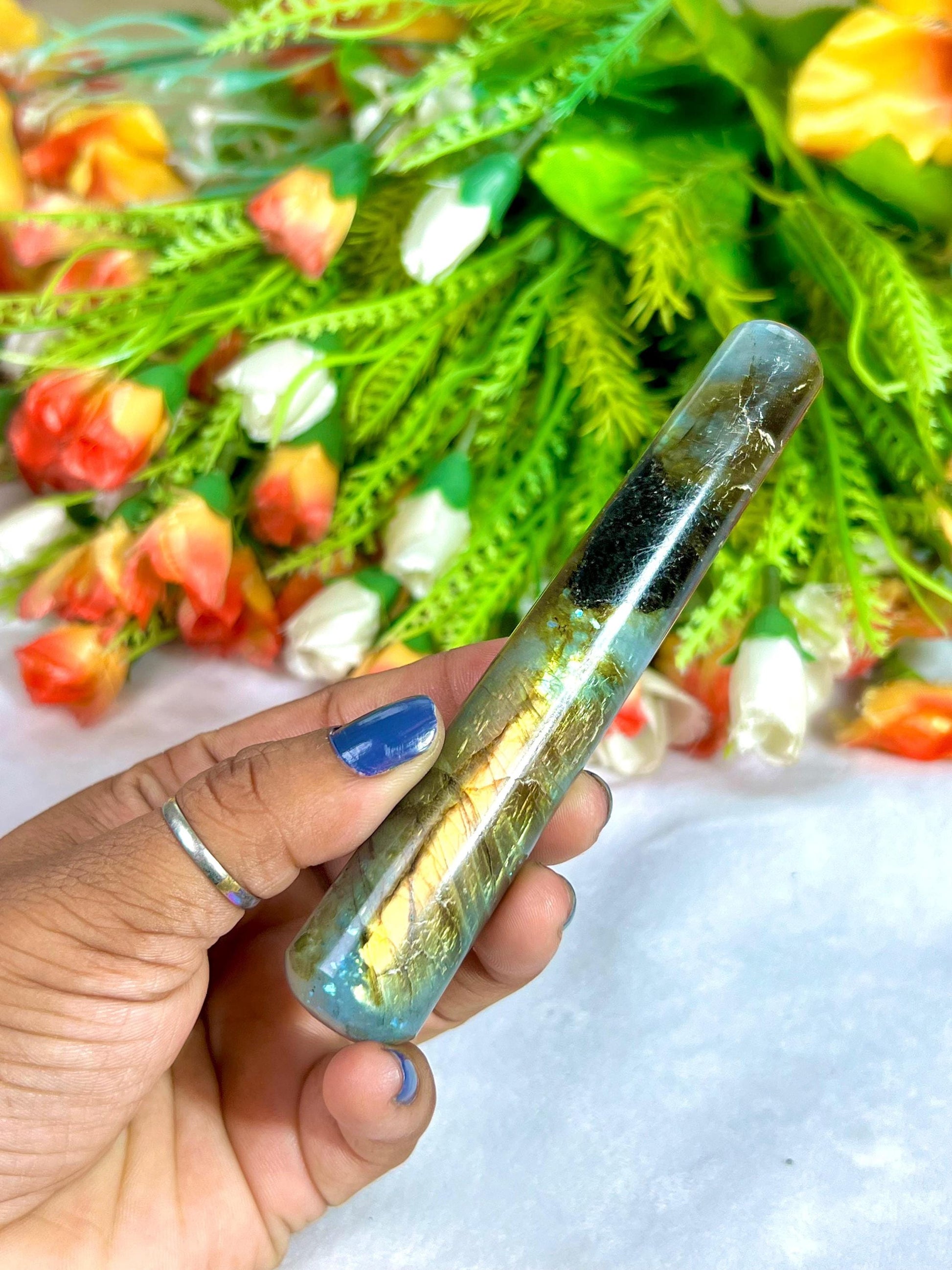 Rainbow Labradorite Crystal Stone Massager Wand AAAA ++++