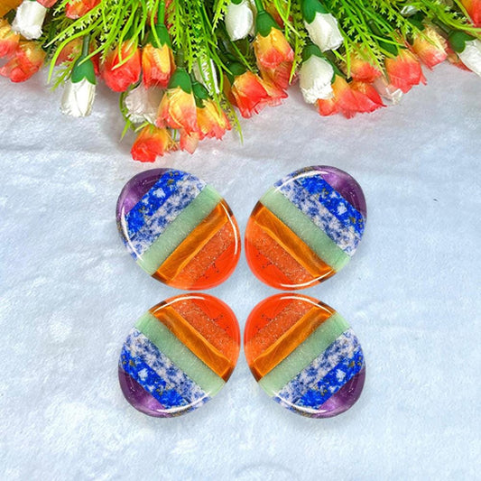 7 Seven Chakra Stone Worry Stone – Crystal Worry Stone – Pocket Stone – Healing Crystal - 4cmx3cm Thumb Stone One (1) Piece