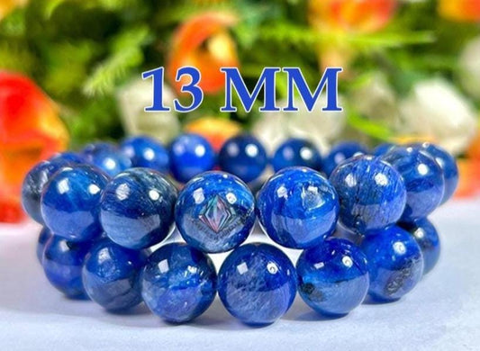 13 MM  Blue Kyanite Stone Bracelet l Stretchable Bracelet l Unisex Bracelet