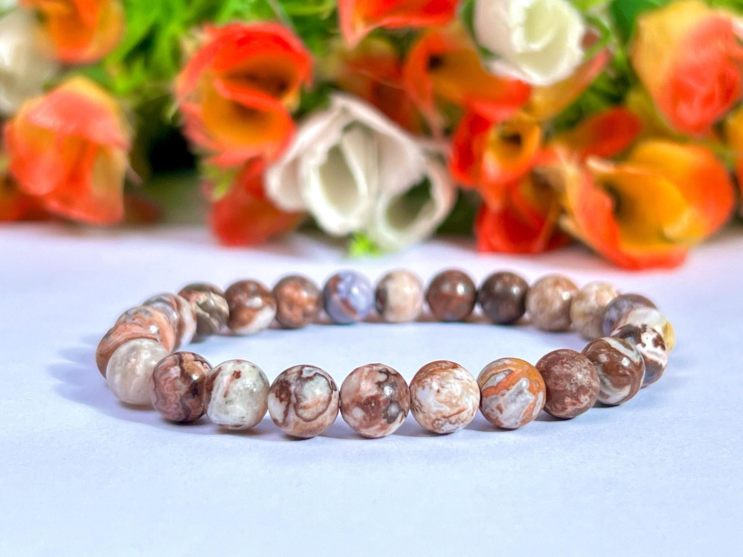 Leopard Skin Jasper Stone Bracelet l Stretchable Bracelet l Unisex Bracelet l 8 MM Bracelet