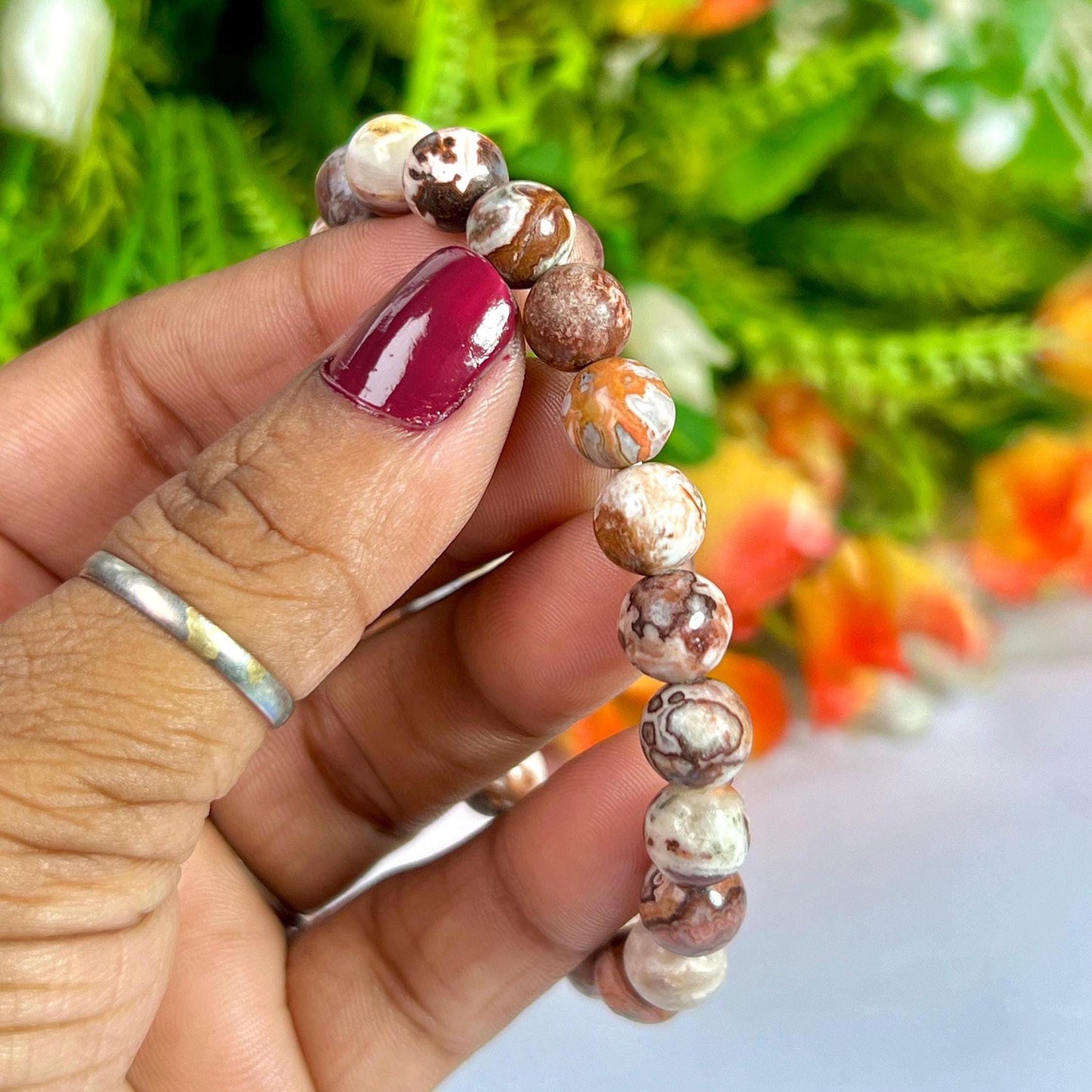 Leopard Skin Jasper Stone Bracelet l Stretchable Bracelet l Unisex Bracelet l 8 MM Bracelet