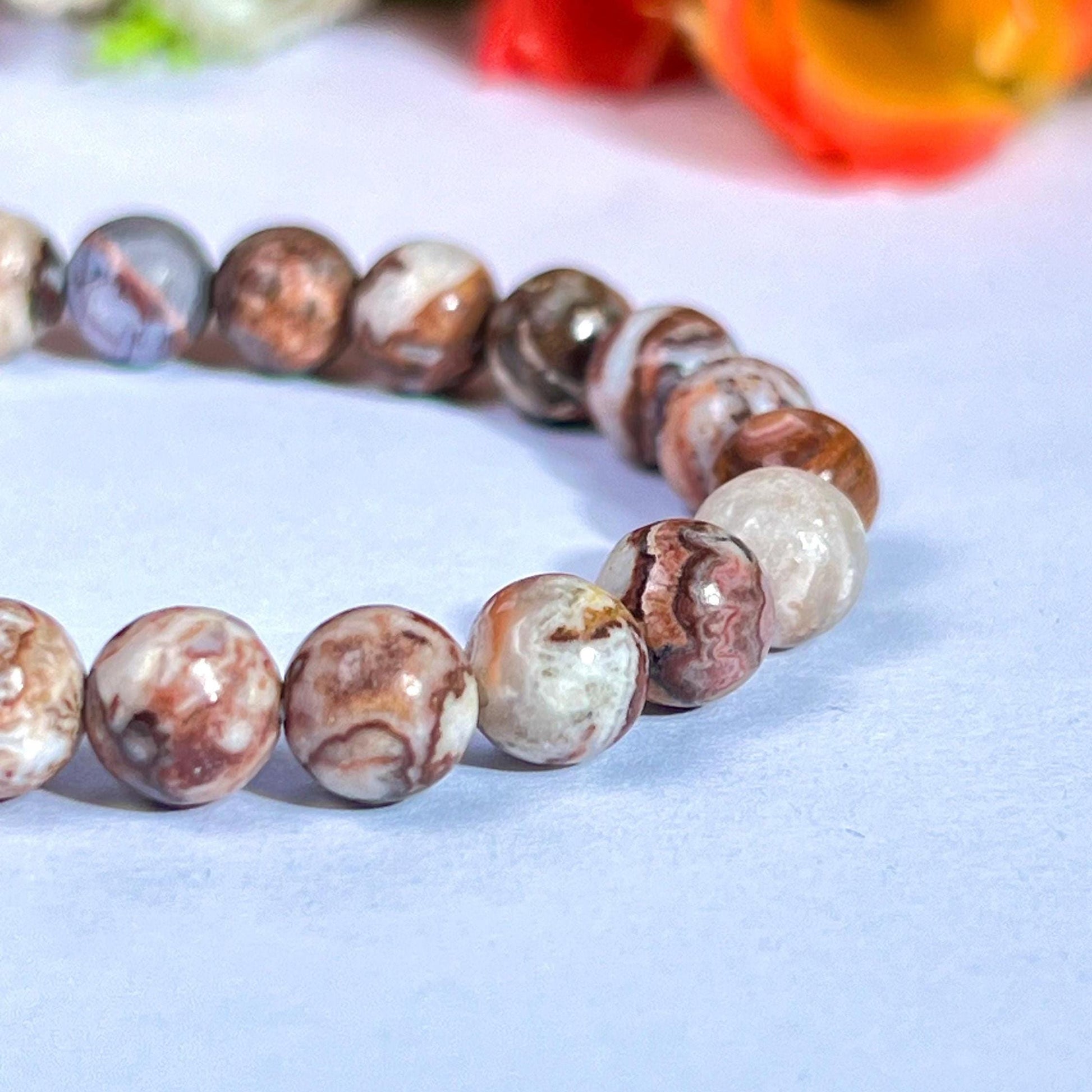 Leopard Skin Jasper Stone Bracelet l Stretchable Bracelet l Unisex Bracelet l 8 MM Bracelet