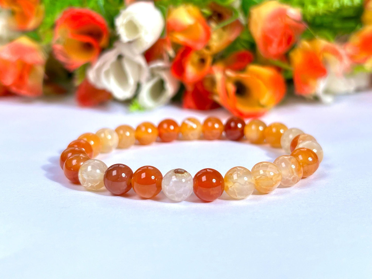 AAA Red Fire Agate Stone Bracelet l Stretchable Bracelet l Unisex Bracelet l 8 MM Bracelet