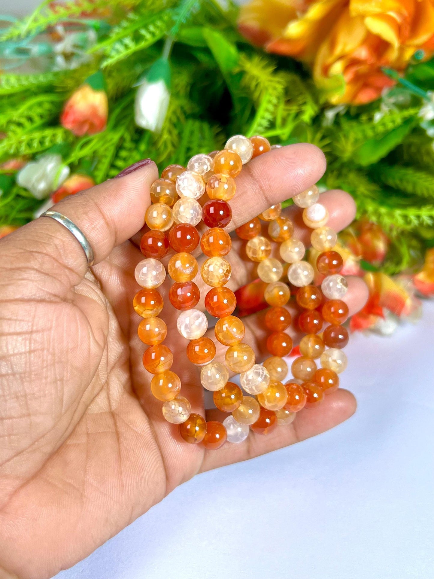 AAA Red Fire Agate Stone Bracelet l Stretchable Bracelet l Unisex Bracelet l 8 MM Bracelet