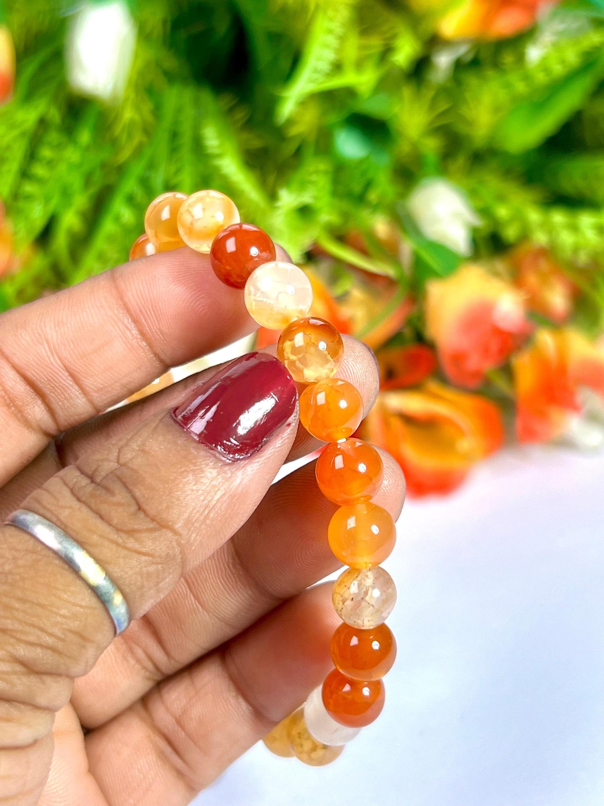 AAA Red Fire Agate Stone Bracelet l Stretchable Bracelet l Unisex Bracelet l 8 MM Bracelet