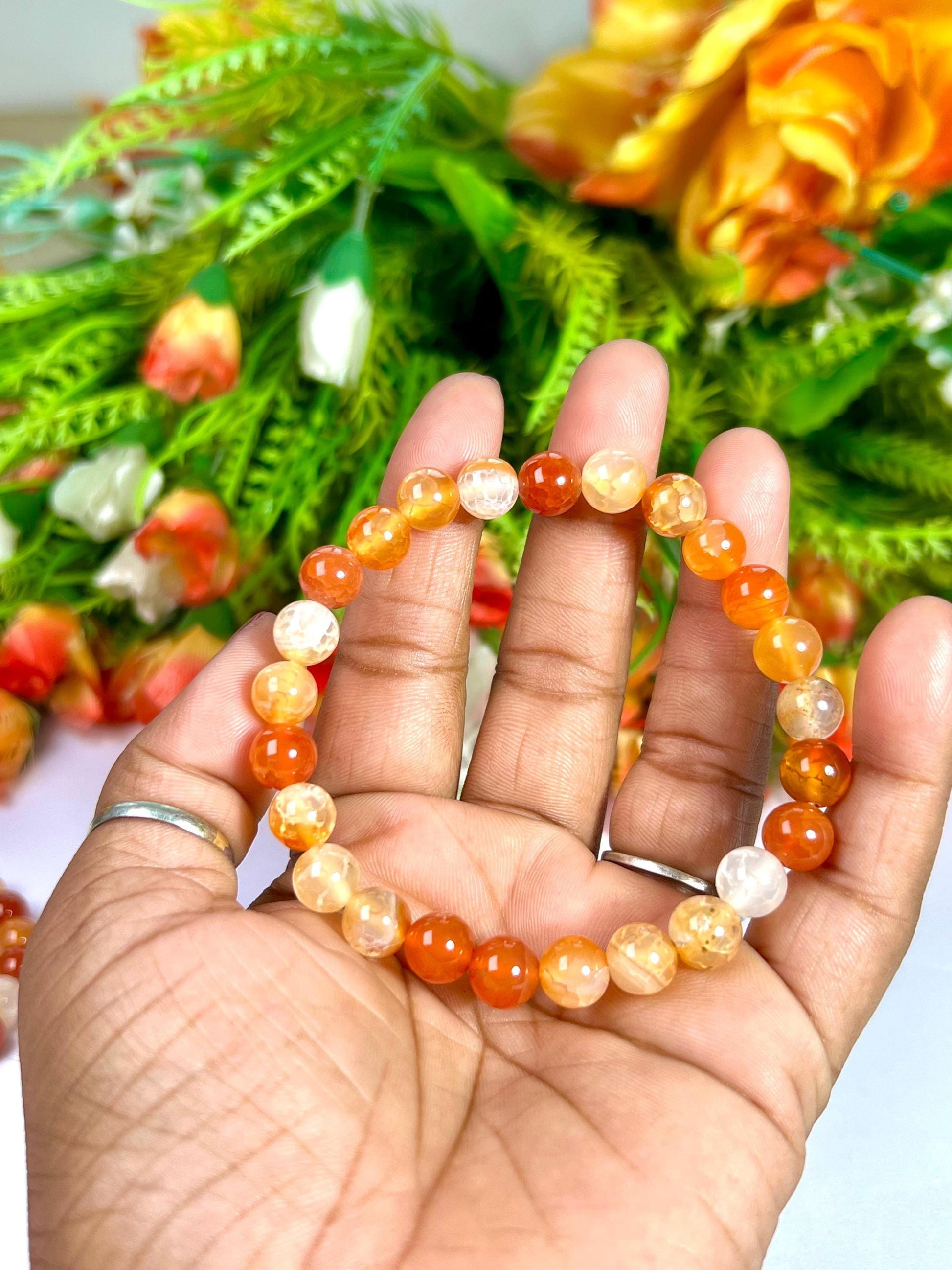 AAA Red Fire Agate Stone Bracelet l Stretchable Bracelet l Unisex Bracelet l 8 MM Bracelet