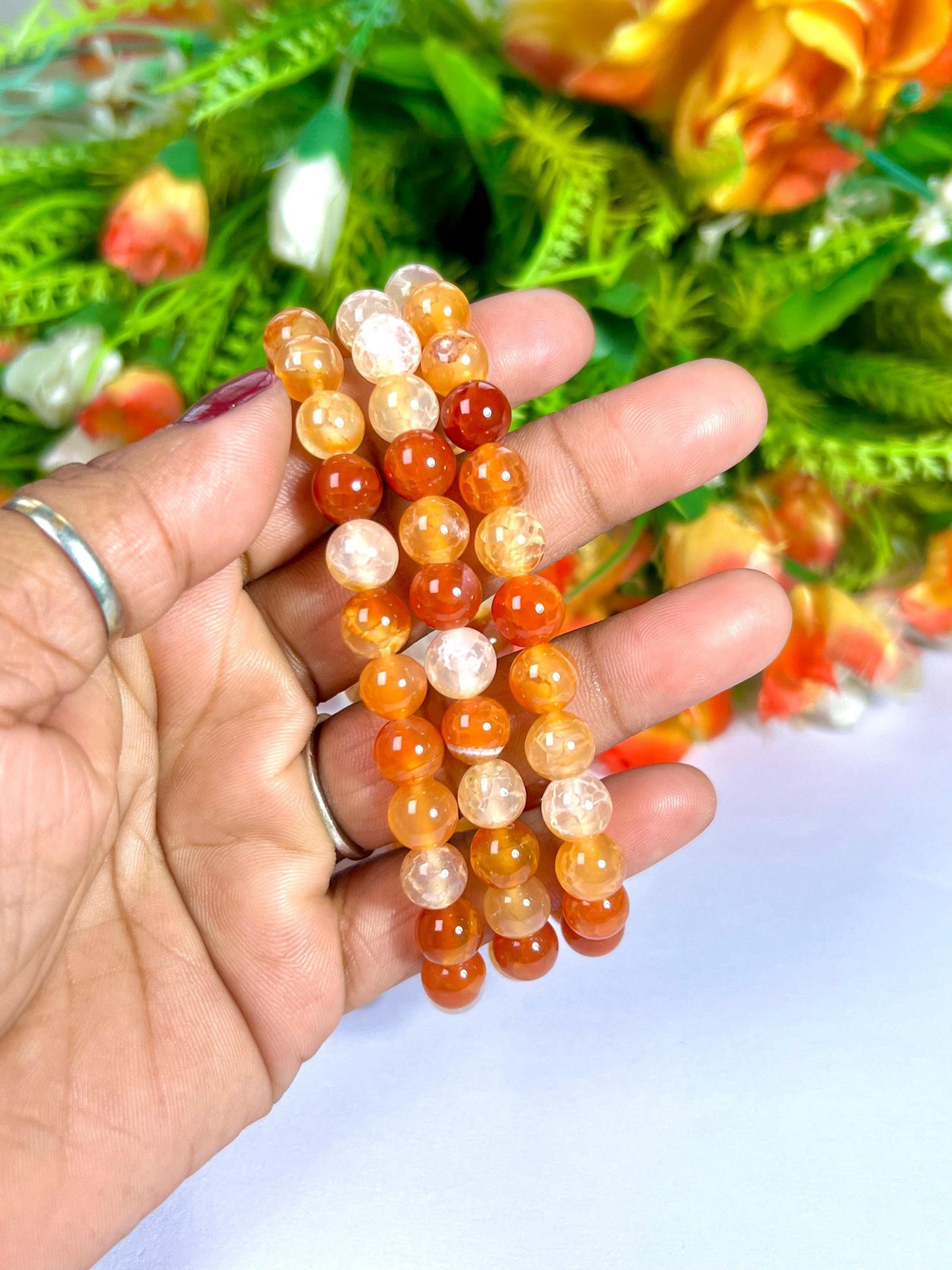 AAA Red Fire Agate Stone Bracelet l Stretchable Bracelet l Unisex Bracelet l 8 MM Bracelet