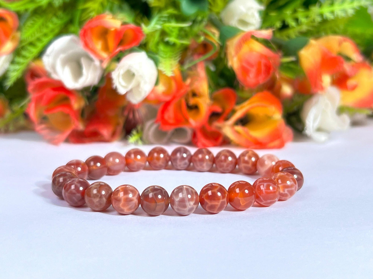 AAAAA Red Fire Agate Stone Bracelet l Stretchable Bracelet l Unisex Bracelet l 8 MM Bracelet