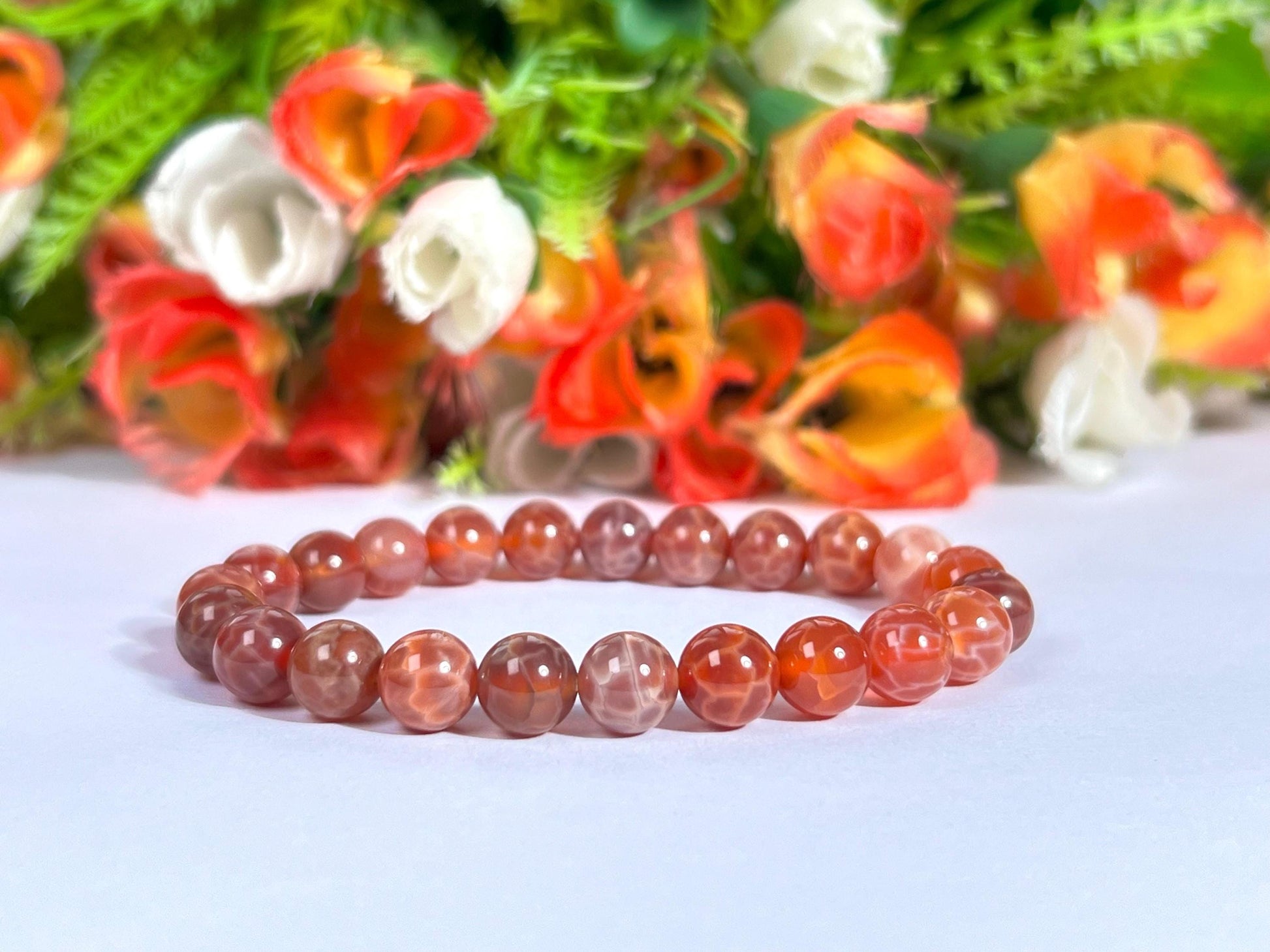 AAAAA Red Fire Agate Stone Bracelet l Stretchable Bracelet l Unisex Bracelet l 8 MM Bracelet
