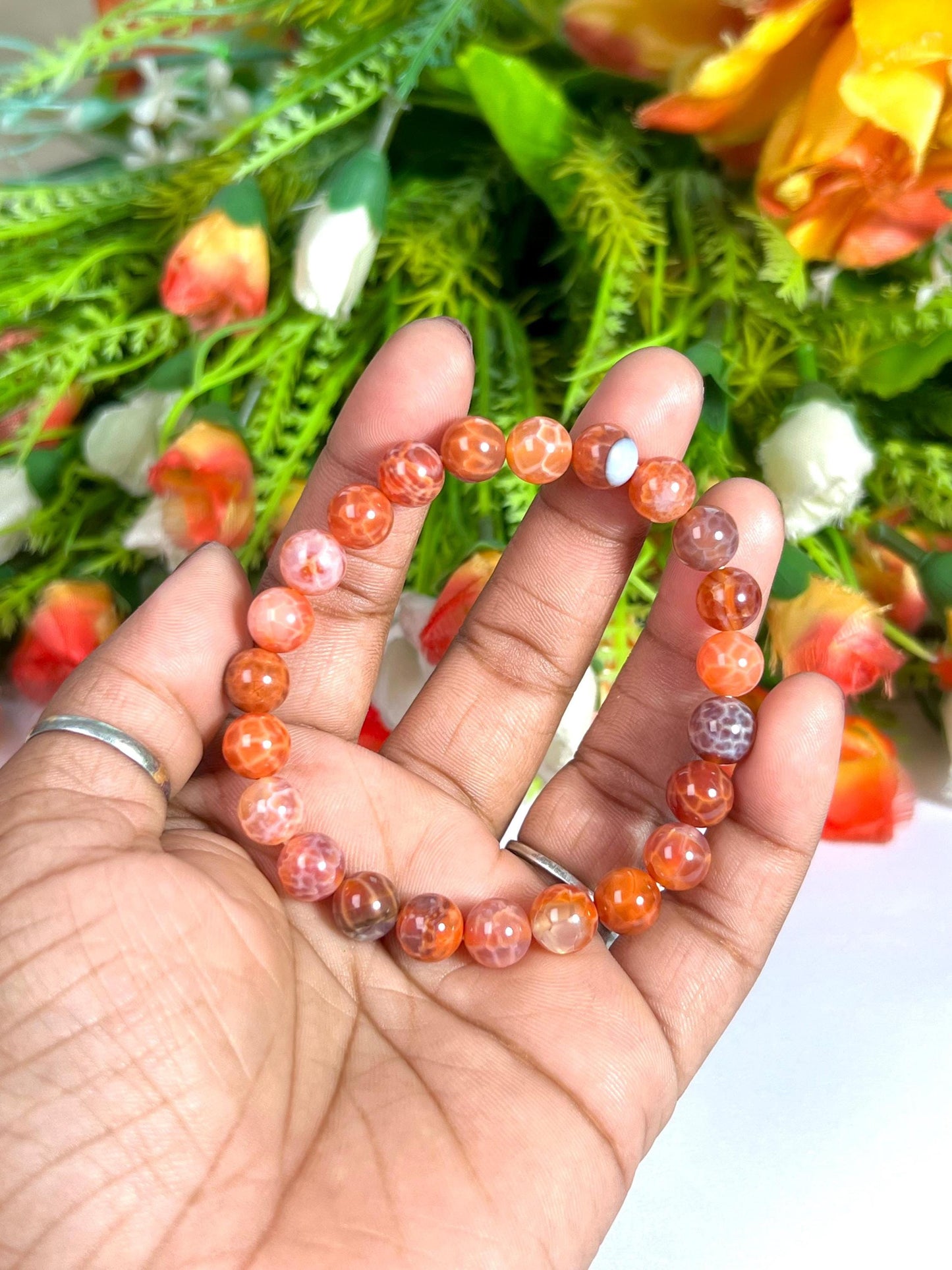 AAAAA Red Fire Agate Stone Bracelet l Stretchable Bracelet l Unisex Bracelet l 8 MM Bracelet