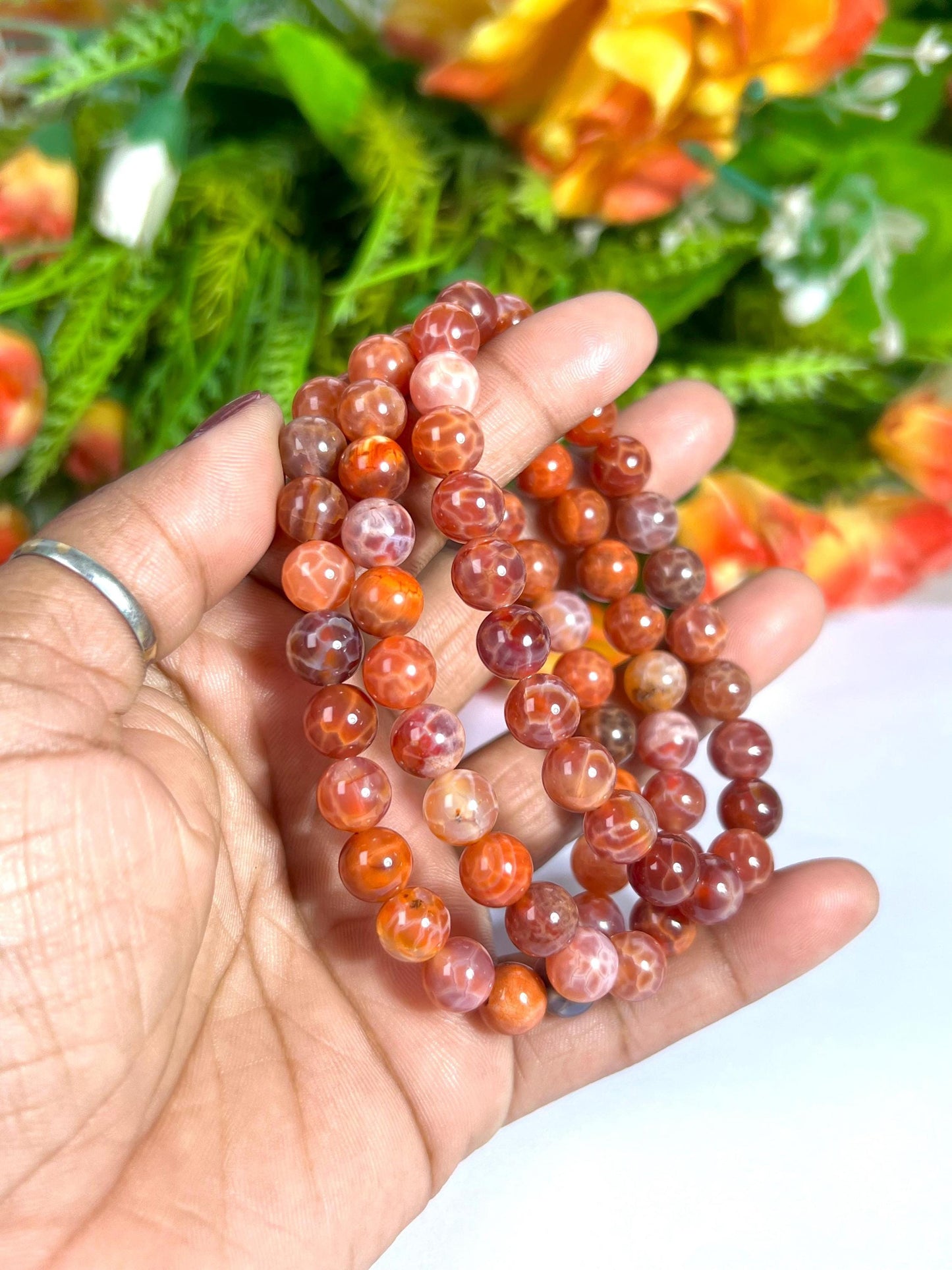 AAAAA Red Fire Agate Stone Bracelet l Stretchable Bracelet l Unisex Bracelet l 8 MM Bracelet