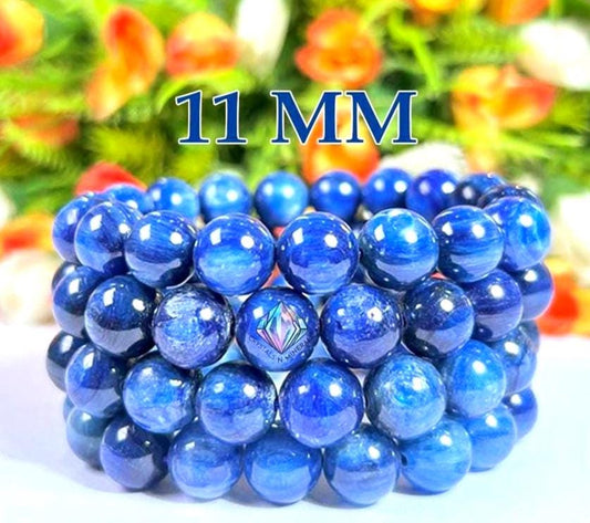 11 MM  Blue Kyanite Stone Bracelet l Stretchable Bracelet l Unisex Bracelet