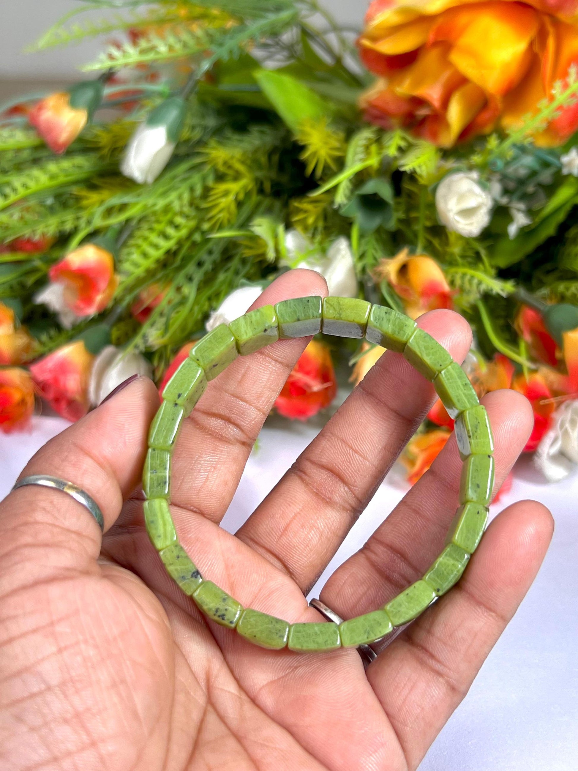 12 MM Nephrite Jade Stone Bracelet l Stretchable Bracelet AAAAA +++++