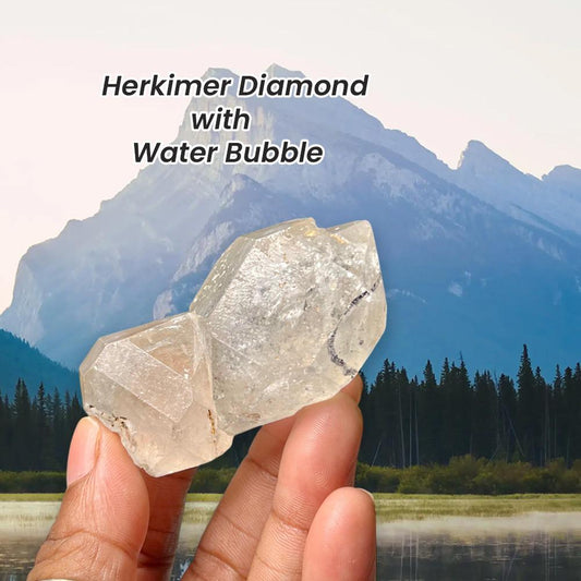 Herkimer Diamond Quartz Crystal Stone 75 Gram With Big Water Bubble Inside Moving and Rainbow Also