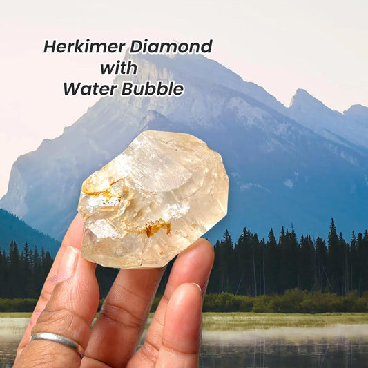 Herkimer Diamond Quartz Crystal Stone 95 Gram With Big Water Bubble Inside Moving and Rainbow Also