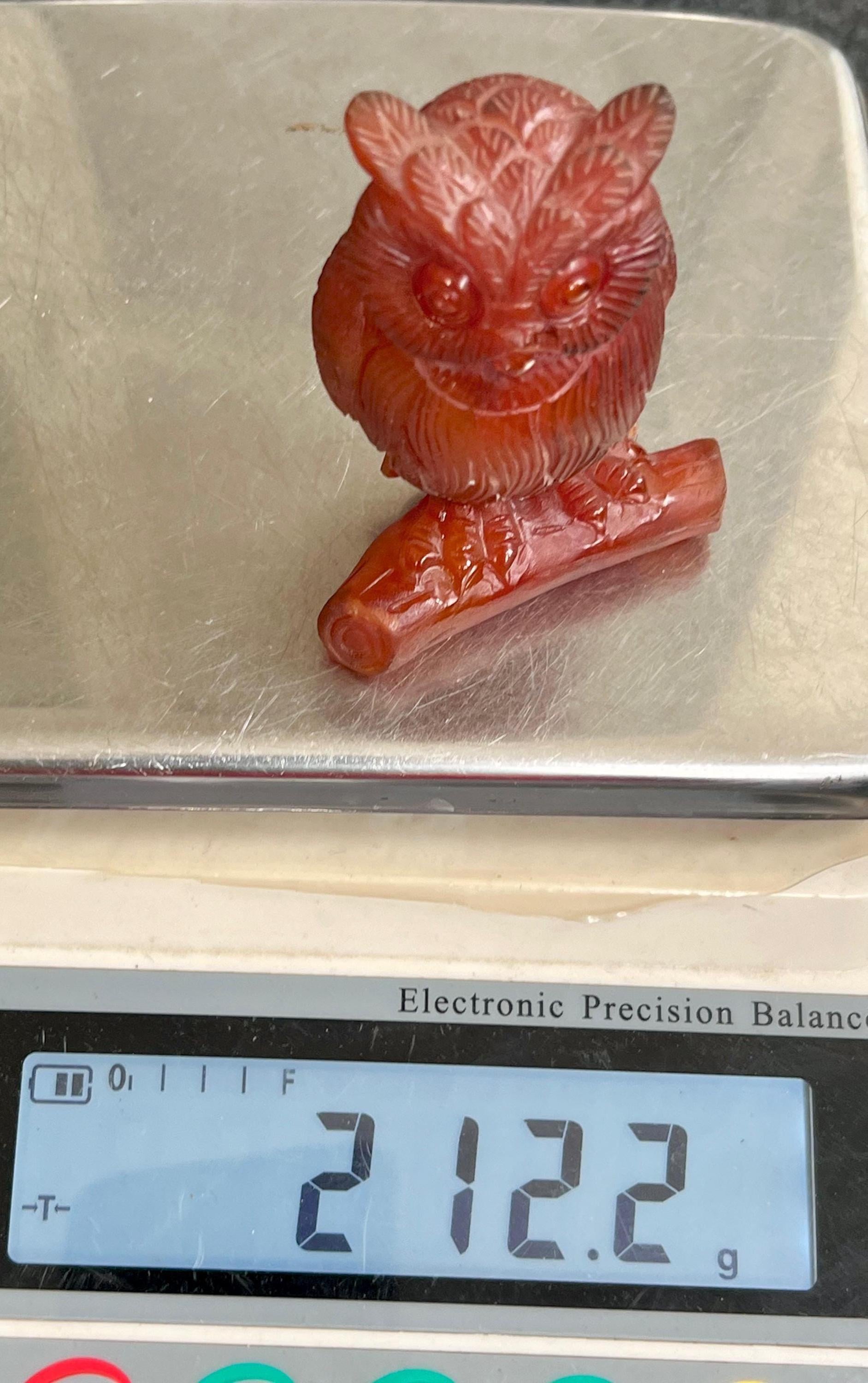 Beautiful Carnelian Stone Carving Owl Bird - Healing Crystal - Home Decoration - Reiki Healing - Gift for All 212 Gram