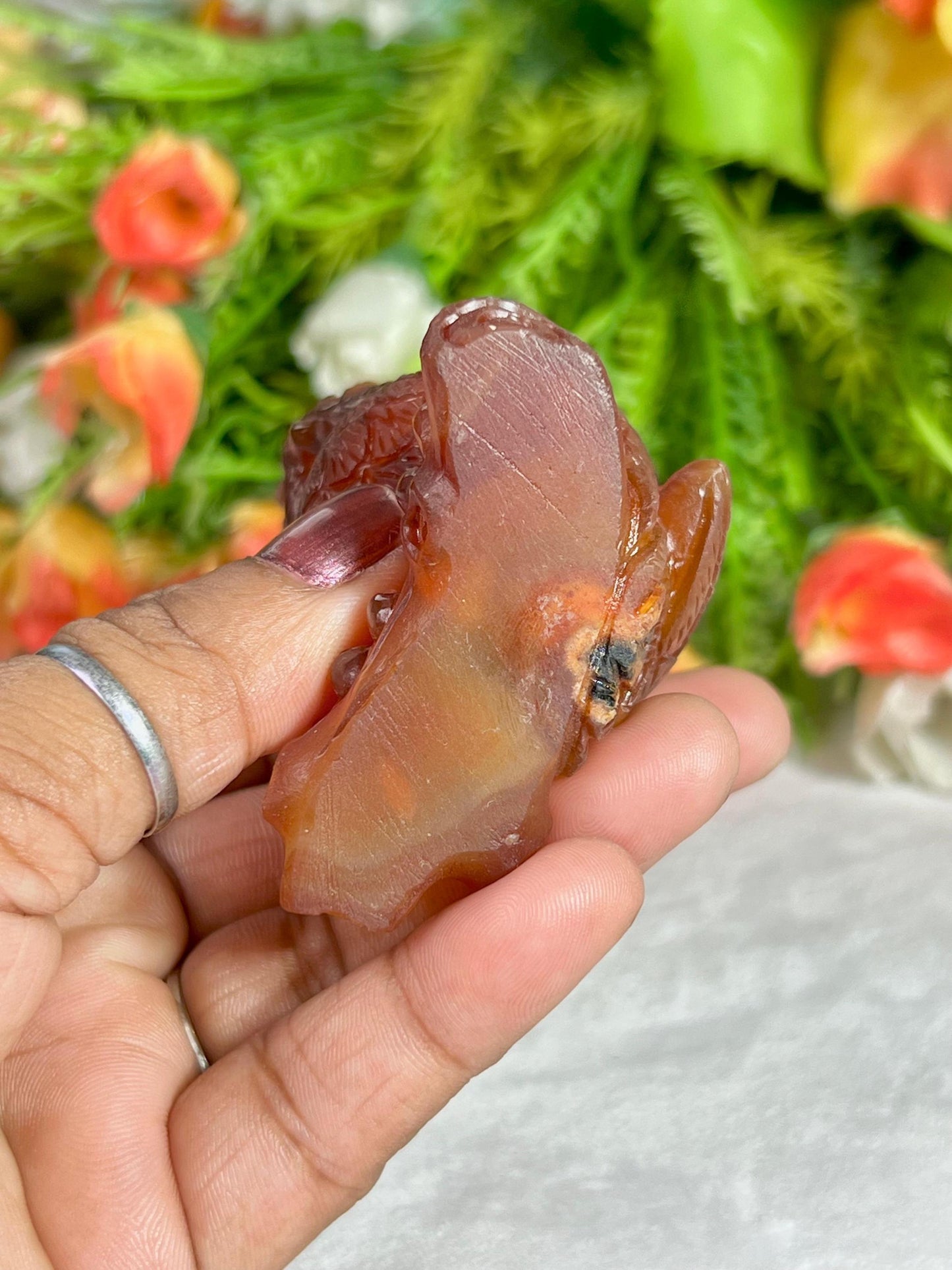 Carnelian Stone Owl - Healing Crystal - Home Decoration - Reiki Healing - Gift for All 129 Gram