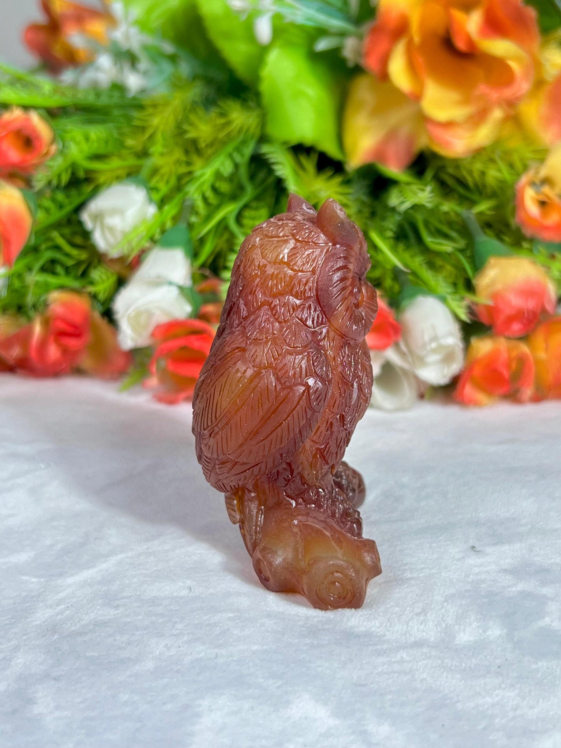 Carnelian Stone Owl - Healing Crystal - Home Decoration - Reiki Healing - Gift for All 129 Gram