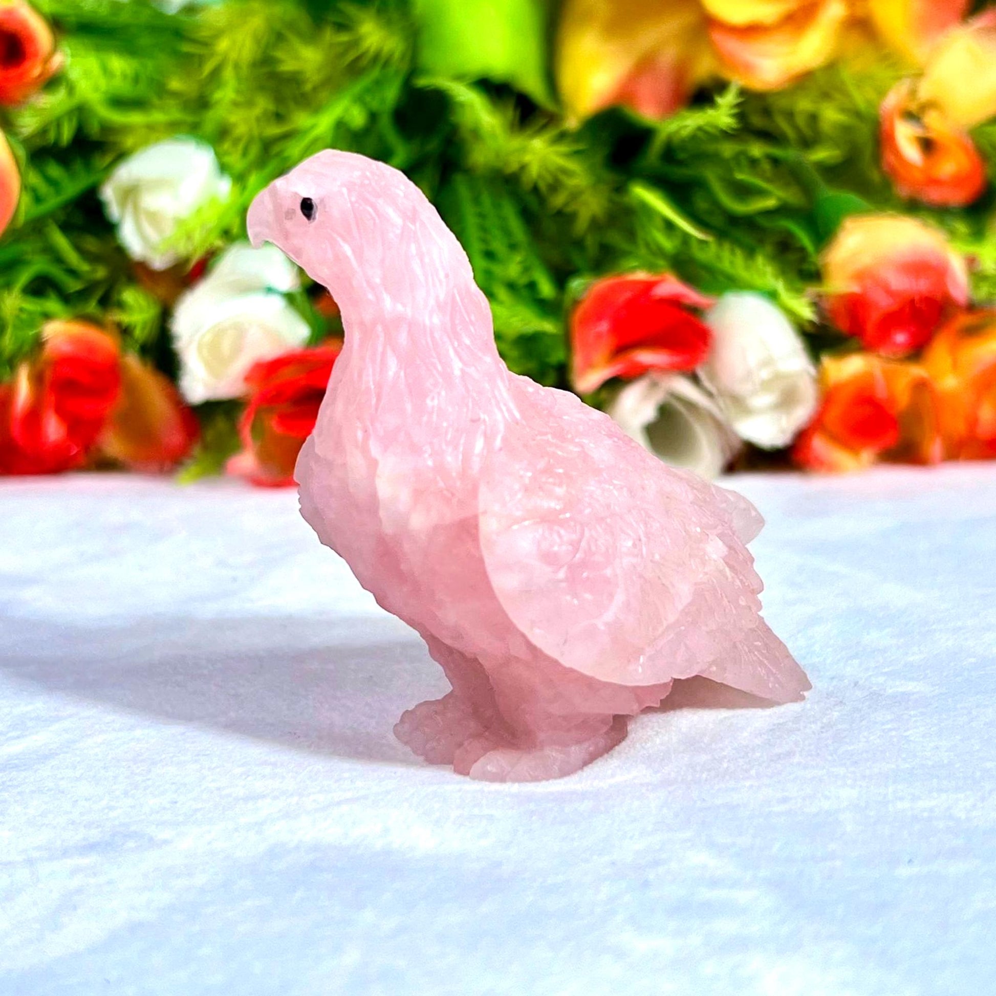 Beautiful Rose Quartz Stone Carving Pigeon Bird - Healing Crystal - Home Decoration - Reiki Healing - Gift for All 101 Gram