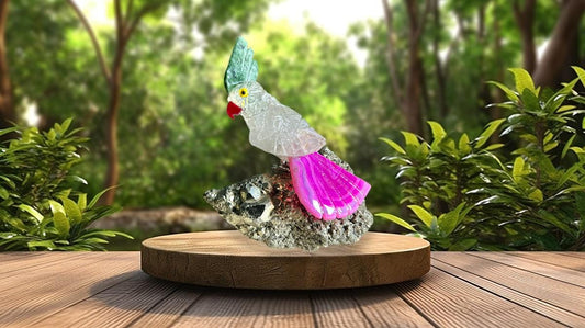 Beautiful Himalayan Crystal Quartz Parrot Bird with Pyrite Rough- Healing Crystal - Home Decoration - Reiki Healing - Gift for All