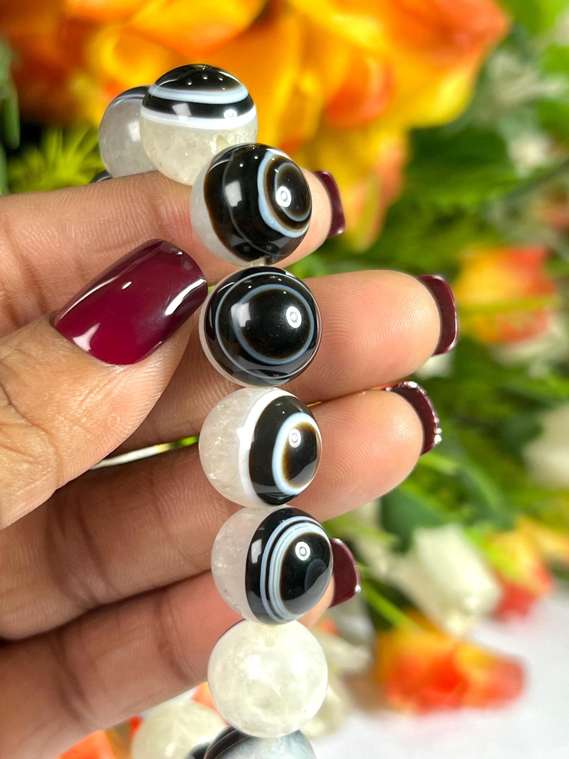 14 MM Gobi Agate Stone Eye Bracelet l Stretchable Bracelet l Unisex Bracelet