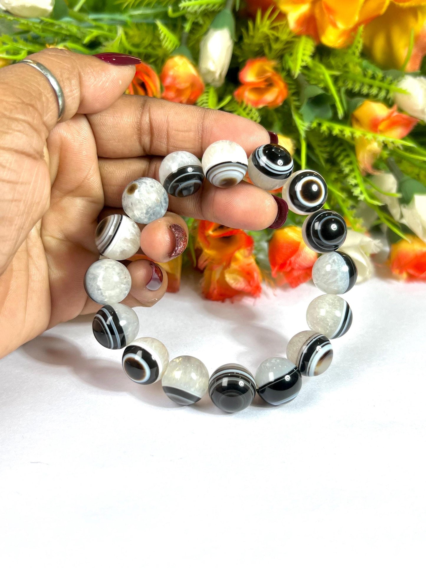 14 MM Gobi Agate Stone Eye Bracelet l Stretchable Bracelet l Unisex Bracelet