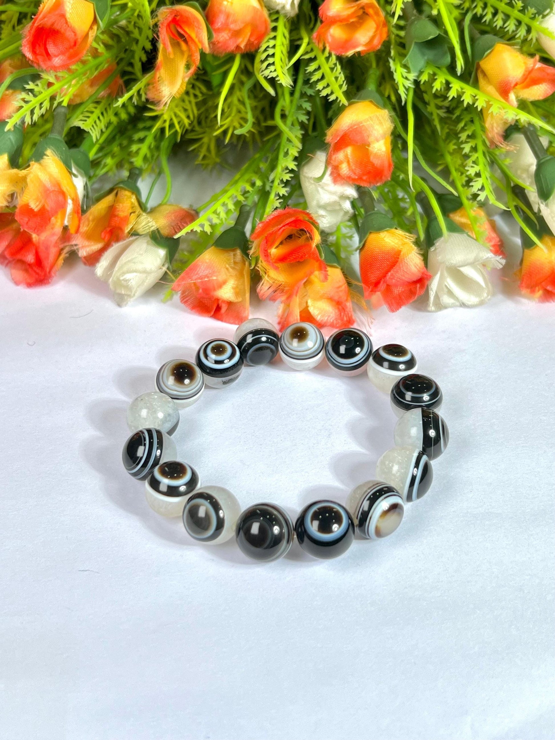 14 MM Gobi Agate Stone Eye Bracelet l Stretchable Bracelet l Unisex Bracelet