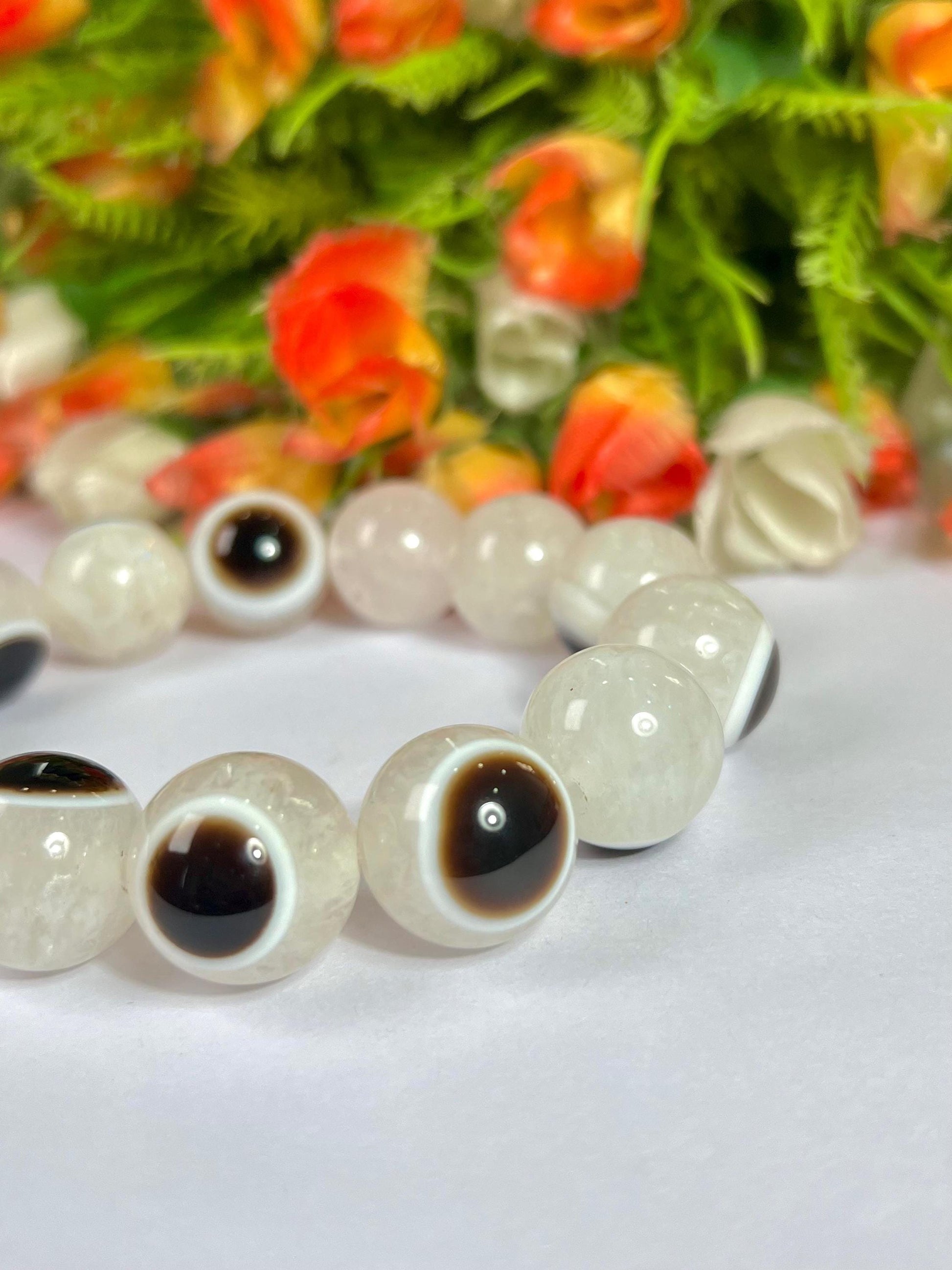 18 MM Gobi Agate Stone Eye Bracelet l Stretchable Bracelet l Unisex Bracelet