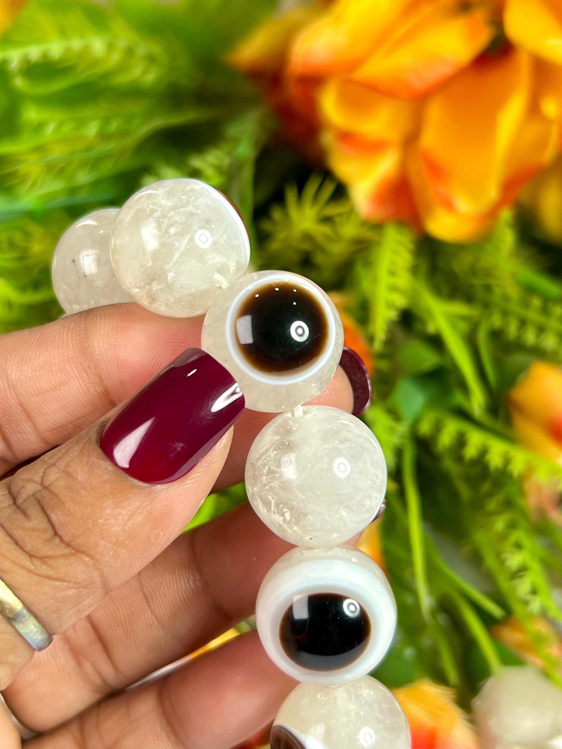 18 MM Gobi Agate Stone Eye Bracelet l Stretchable Bracelet l Unisex Bracelet