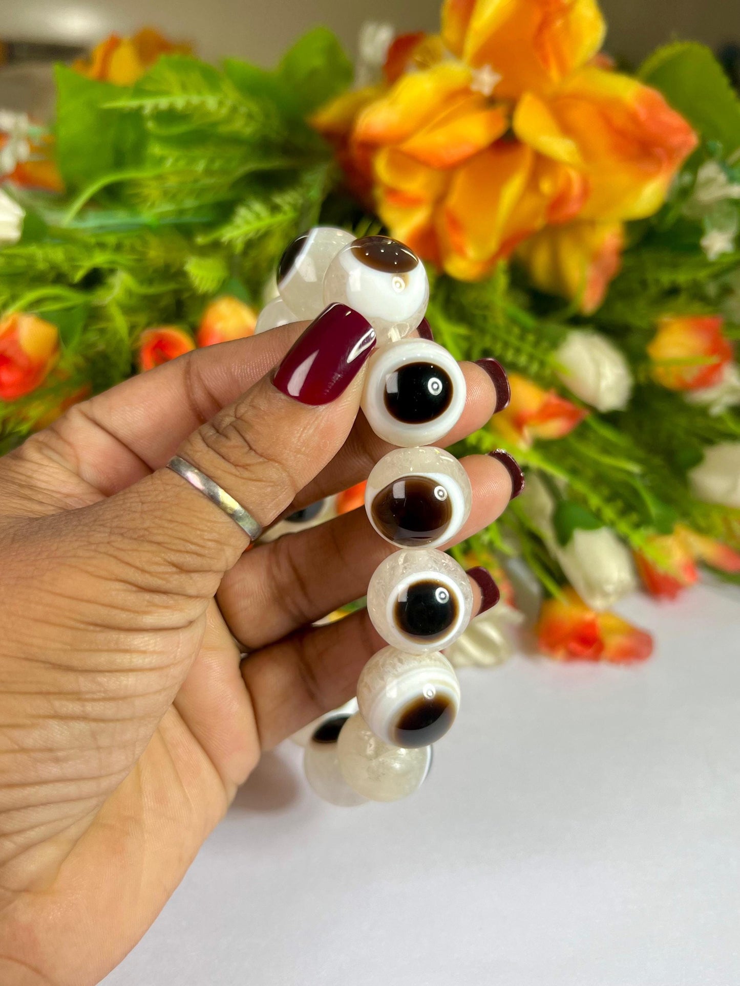 18 MM Gobi Agate Stone Eye Bracelet l Stretchable Bracelet l Unisex Bracelet