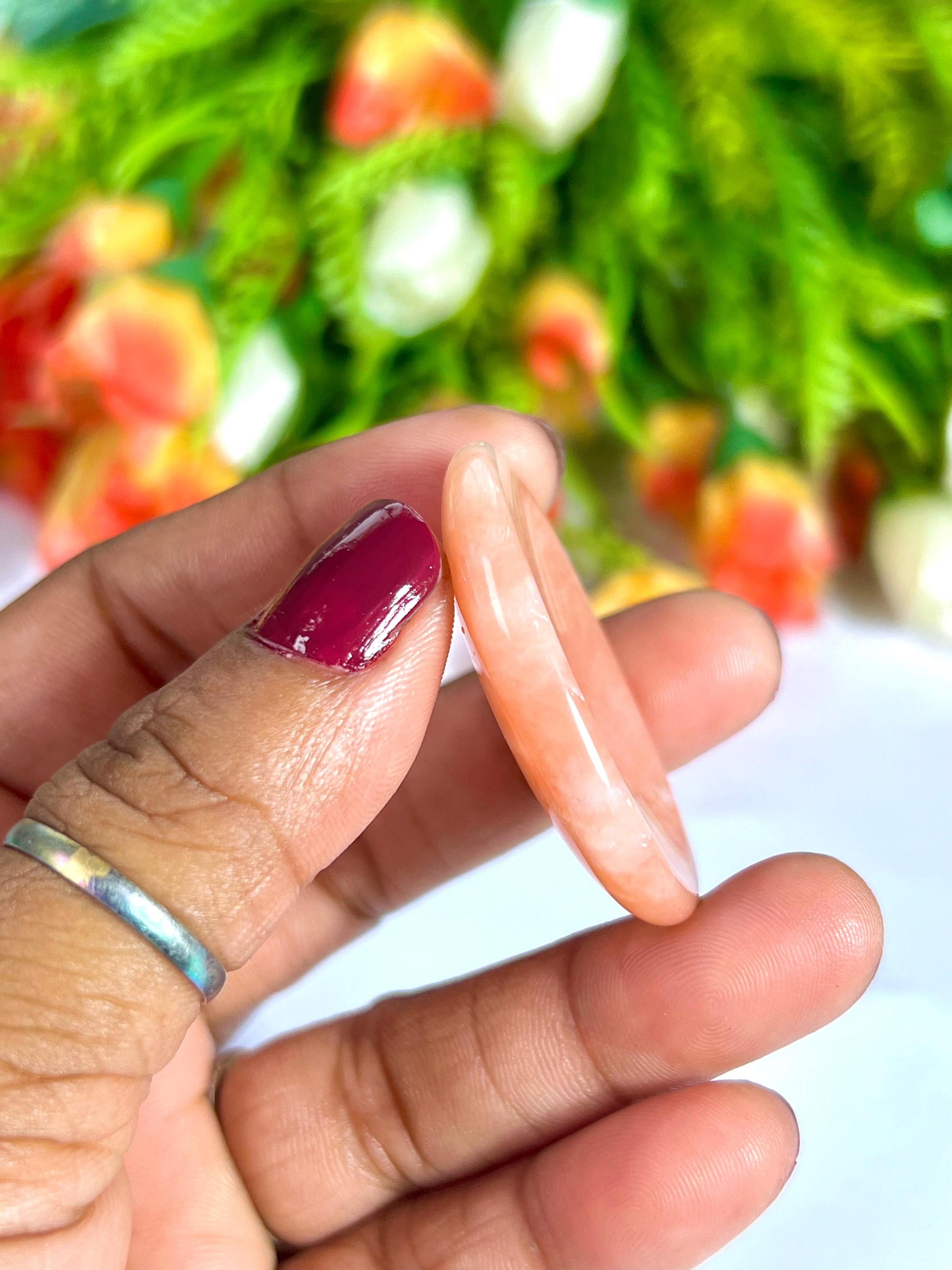 Pink Aventurine Stone Worry Stone – Crystal Worry Stone – Pocket Stone – Healing Crystal - 4cmx3cm Thumb Stone One (1) Piece