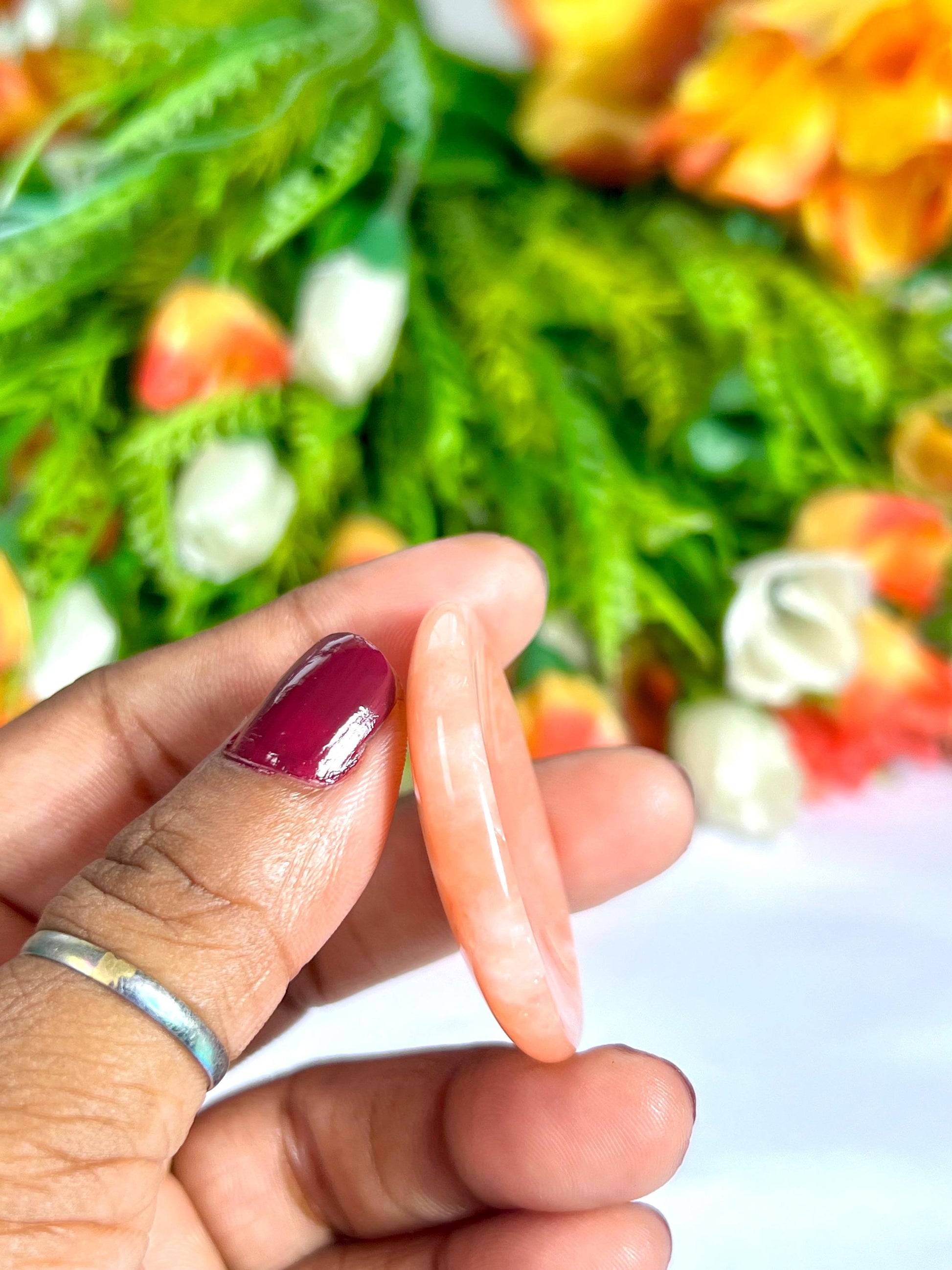 Pink Aventurine Stone Worry Stone – Crystal Worry Stone – Pocket Stone – Healing Crystal - 4cmx3cm Thumb Stone One (1) Piece