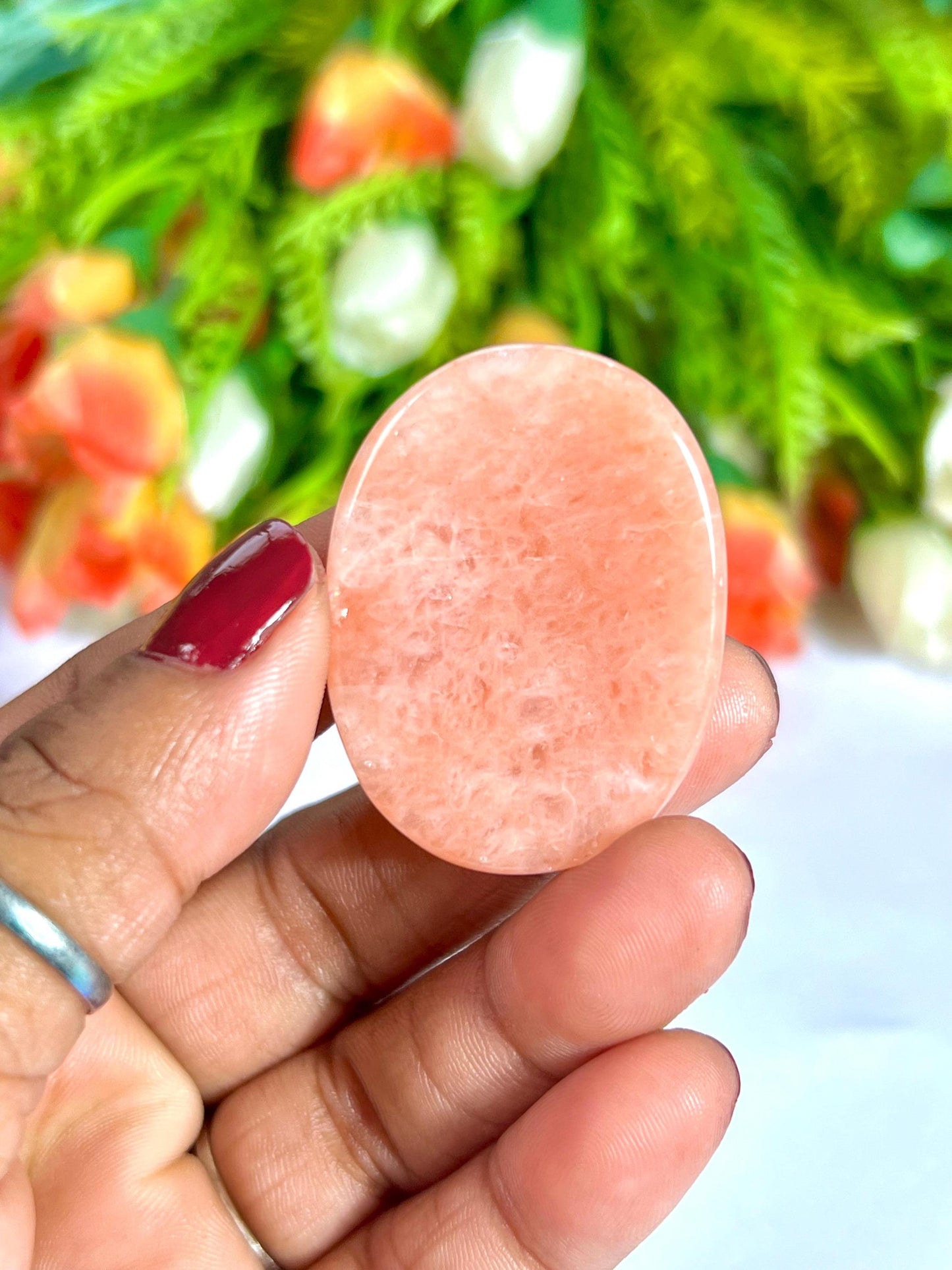 Pink Aventurine Stone Worry Stone – Crystal Worry Stone – Pocket Stone – Healing Crystal - 4cmx3cm Thumb Stone One (1) Piece