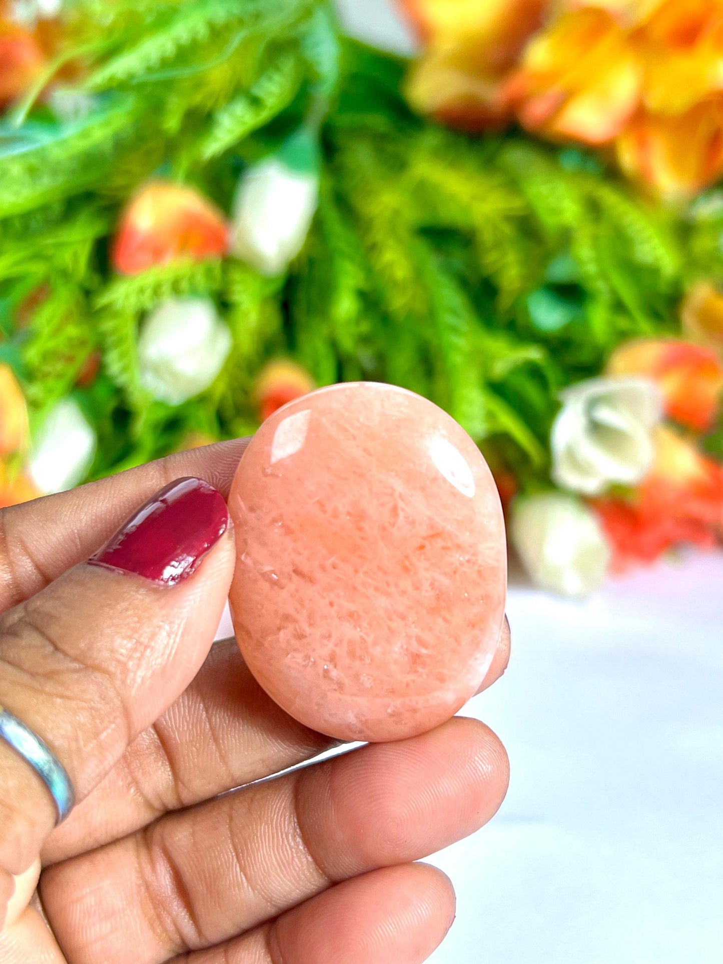 Pink Aventurine Stone Worry Stone – Crystal Worry Stone – Pocket Stone – Healing Crystal - 4cmx3cm Thumb Stone One (1) Piece
