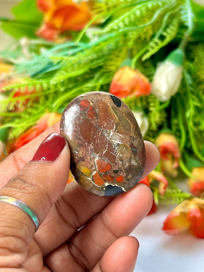 Conglomerate Jasper Stone Worry Stone – Crystal Worry Stone – Pocket Stone – Healing Crystal - 4cmx3cm Thumb Stone One (1) Piece