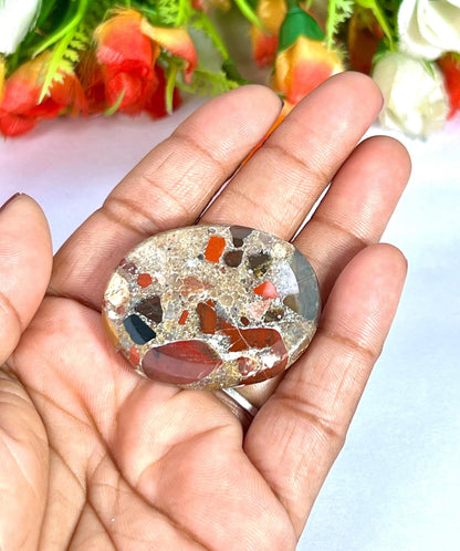 Conglomerate Jasper Stone Worry Stone – Crystal Worry Stone – Pocket Stone – Healing Crystal - 4cmx3cm Thumb Stone One (1) Piece