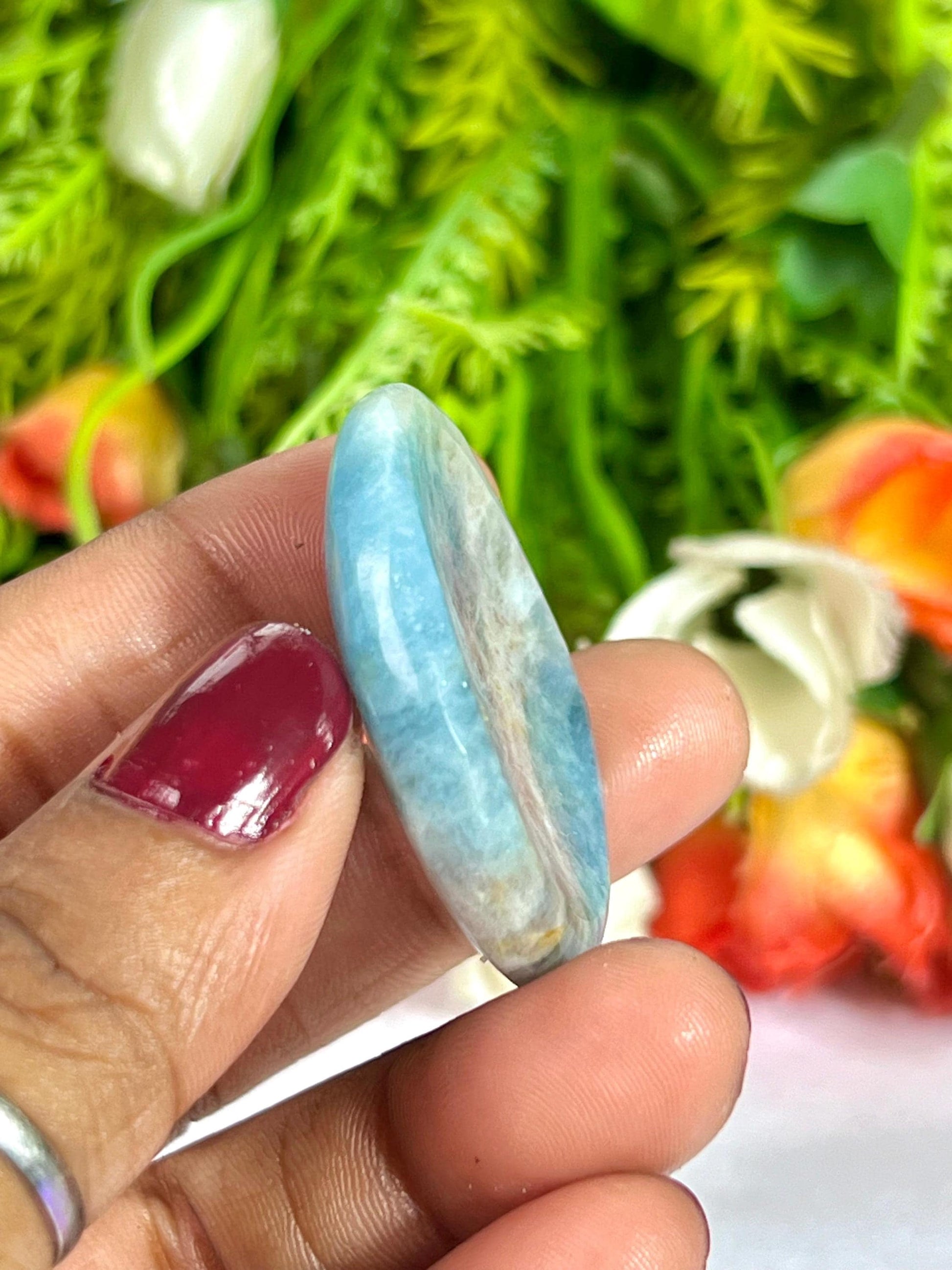 Aquamarine Stone Worry Stone – Crystal Worry Stone – Pocket Stone – Healing Crystal - 4cmx3cm Thumb Stone One (1) Piece